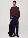 Mango Crew Neck Regular Fit Sweatshirt, Dark Red
