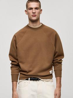 Mango Crew Neck Sweatshirt, Medium Brown, Medium Brown
