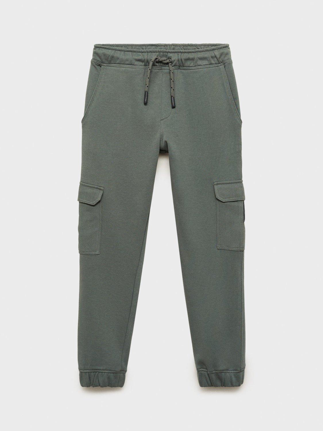 Mango Kids' Cotton Cargo Trousers, Green