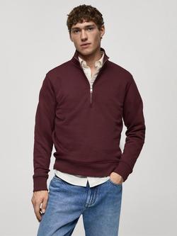 Mango Cotton Blend Sweatshirt, Dark Red