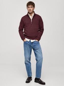 Mango Cotton Blend Sweatshirt - view 2, Dark Red