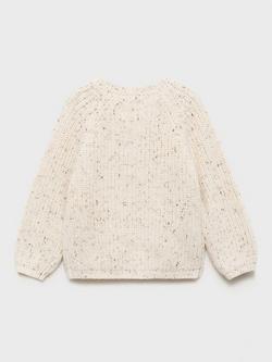 Mango Baby Augusta Flecked Cardigan, Light Beige - view 2, Light Beige