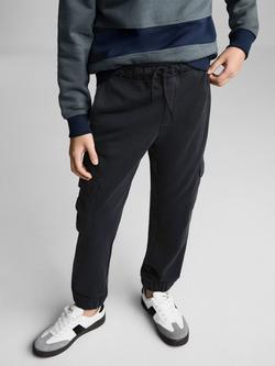 Mango Kids' Cotton Cargo Trousers, Charcoal, Charcoal