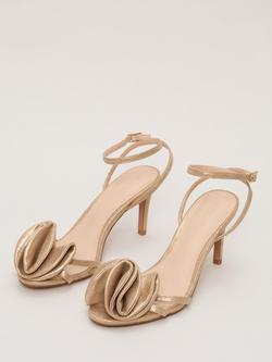 Phase Eight Flower Strappy Sandals, Gold - view 2, Gold