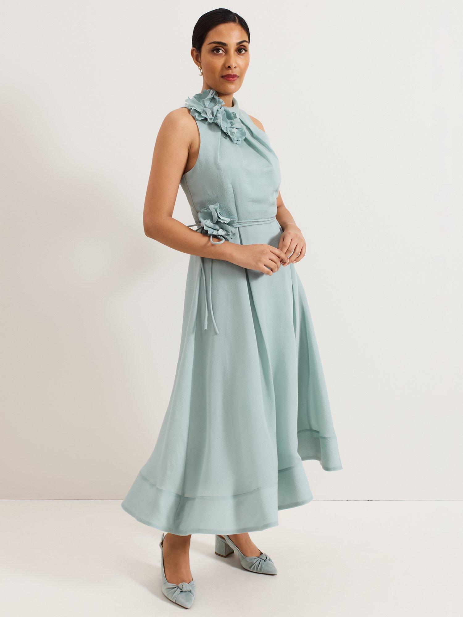 Product image 7 of 10, which shows Phase Eight Suede Knot Front Block Heel Slingback Court Shoes, Pale Green, 3