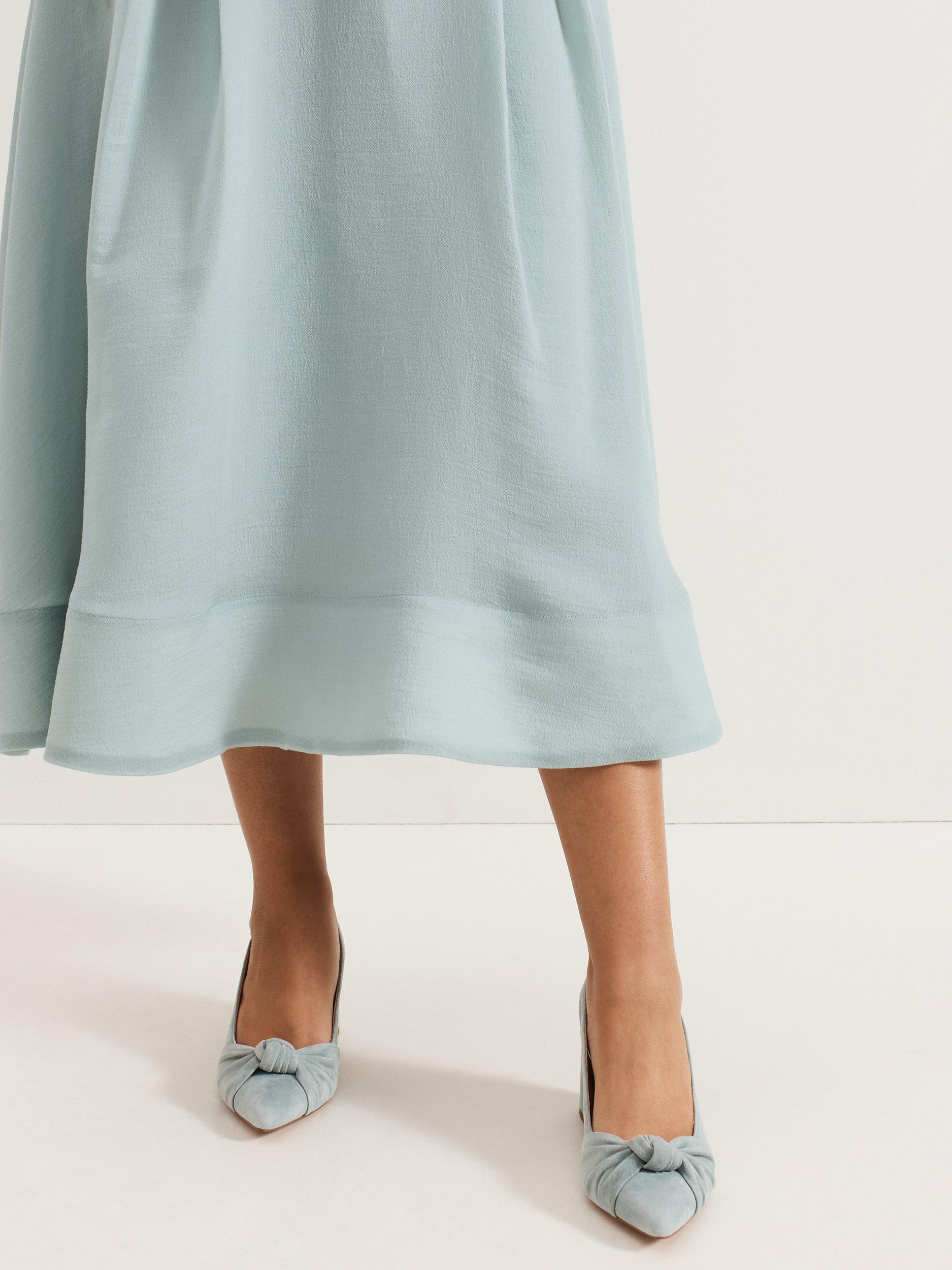 Product image 8 of 10, which shows Phase Eight Suede Knot Front Block Heel Slingback Court Shoes, Pale Green, 3