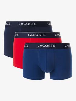 Lacoste Solid Cotton Stretch Trunks, Pack of 3, Red, Red