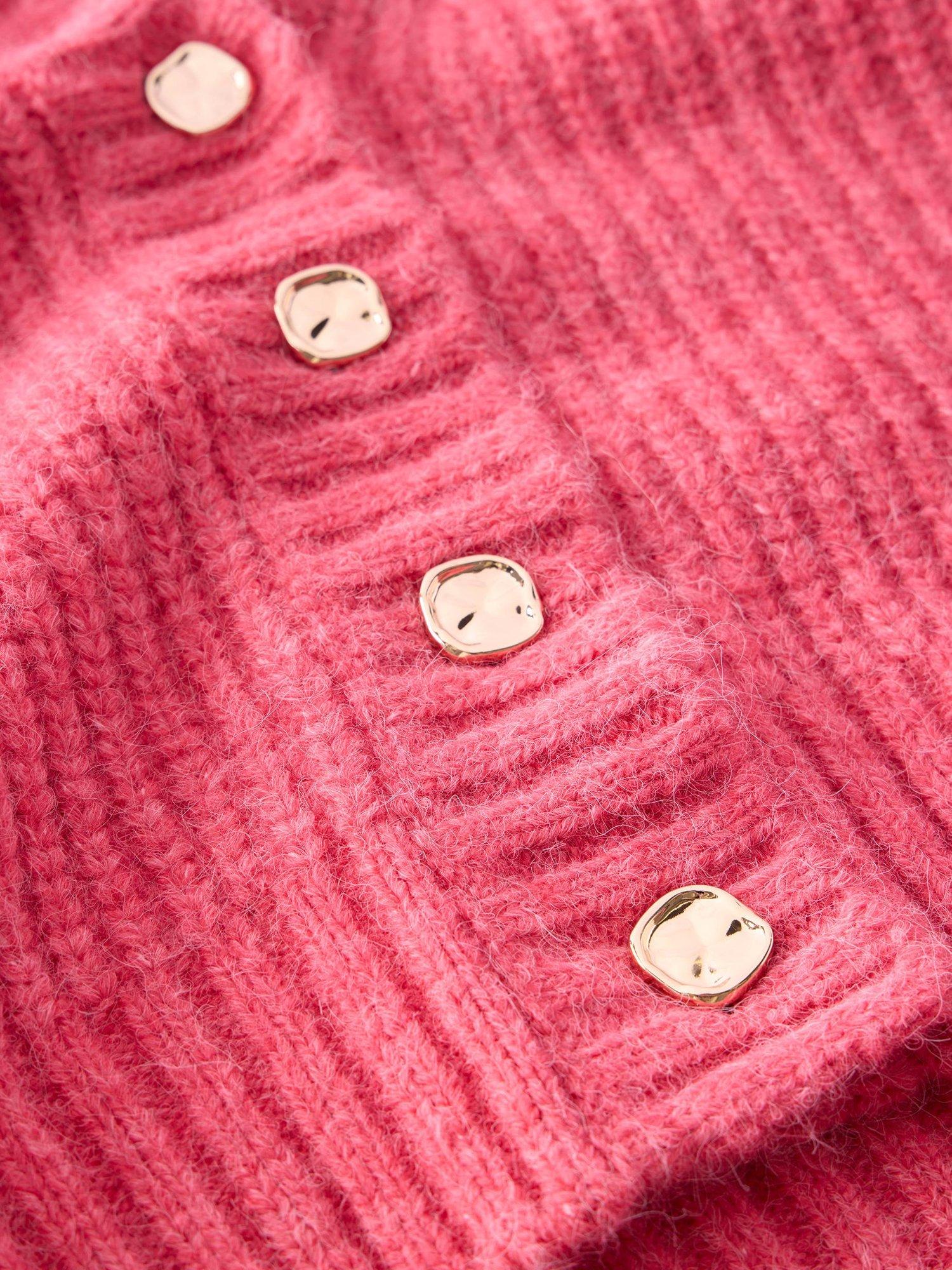 Product image 8 of 8, which shows Mint Velvet Balloon Sleeve Wool Blend Cardigan, Pink, XS