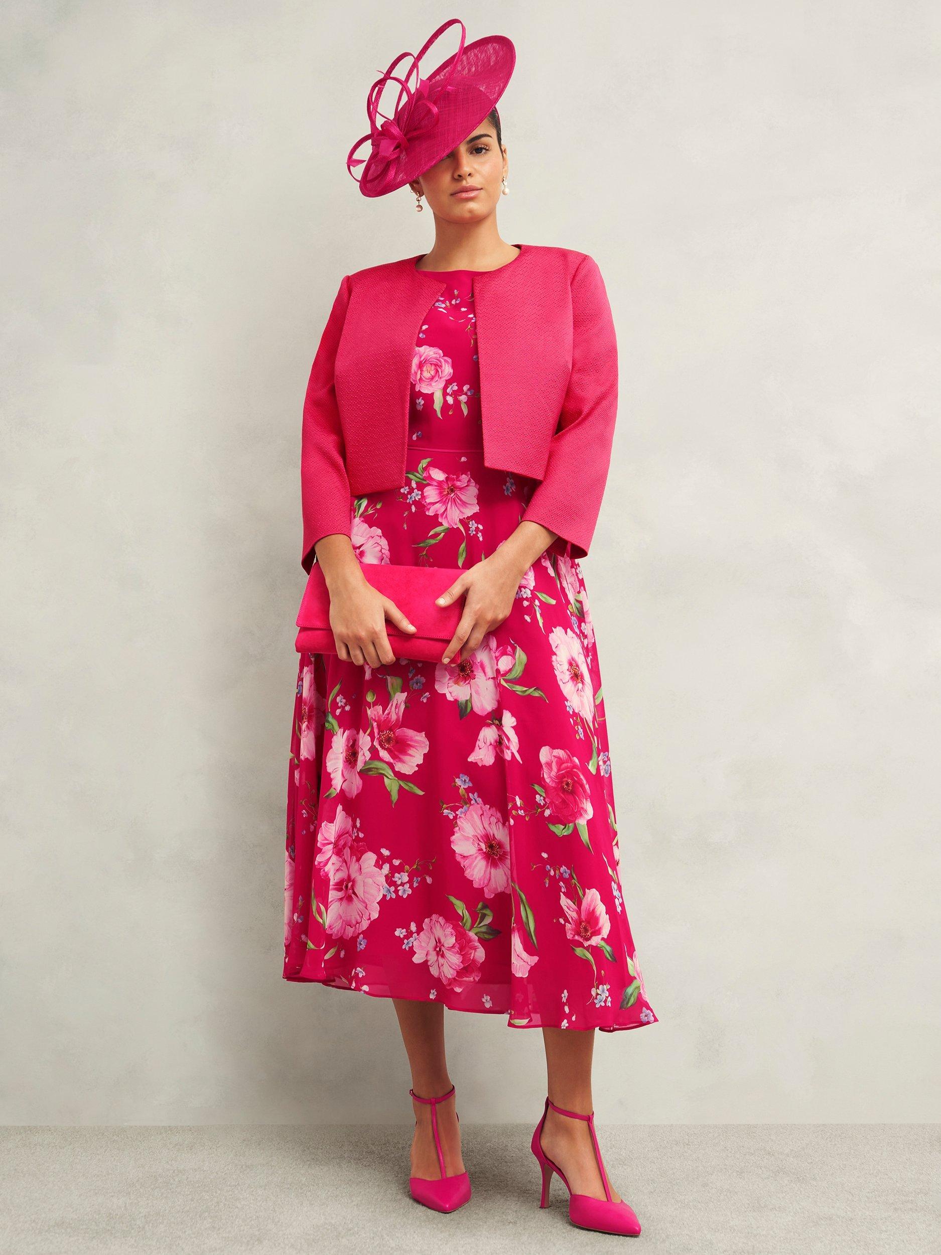 Product image 7 of 7, which shows Hobbs Carly Floral Dress, Pink/Multi, 10