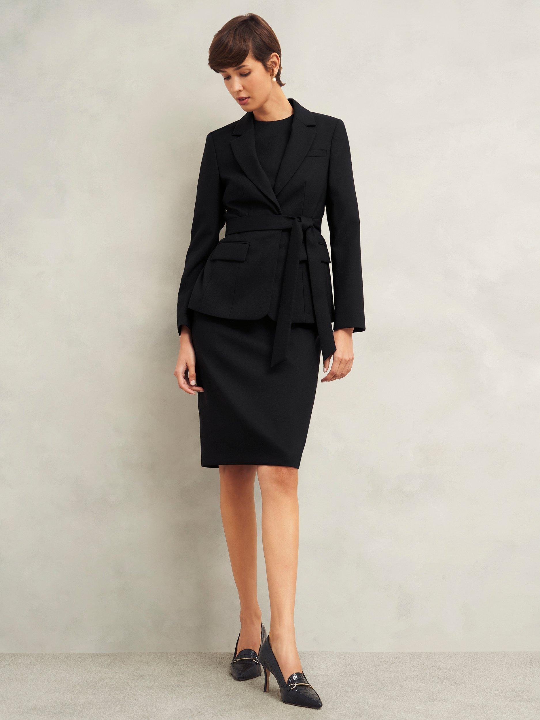 Product image 5 of 7, which shows Hobbs Casey Wool Blend Dress, Black, 8