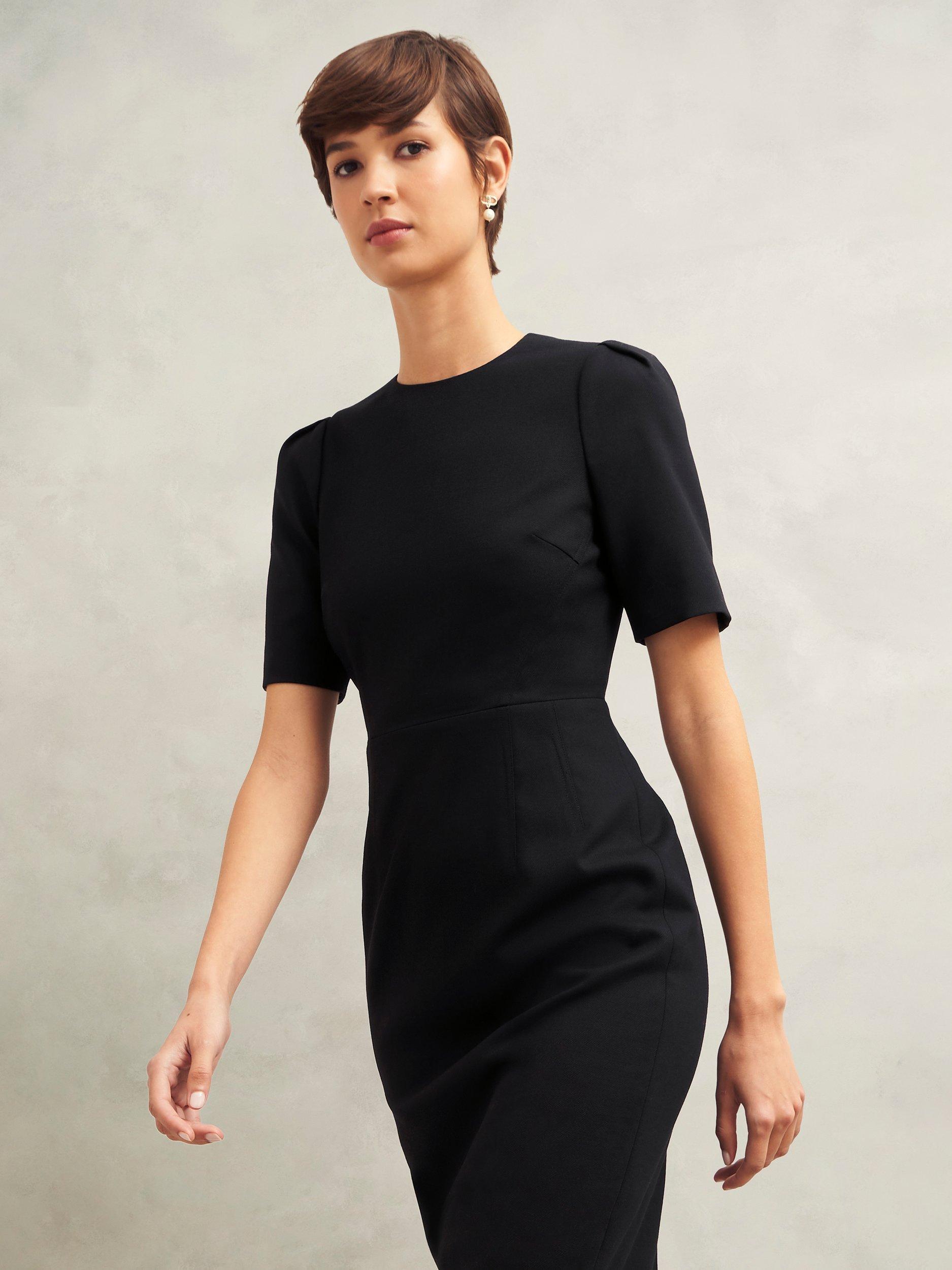 Product image 6 of 7, which shows Hobbs Casey Wool Blend Dress, Black, 8