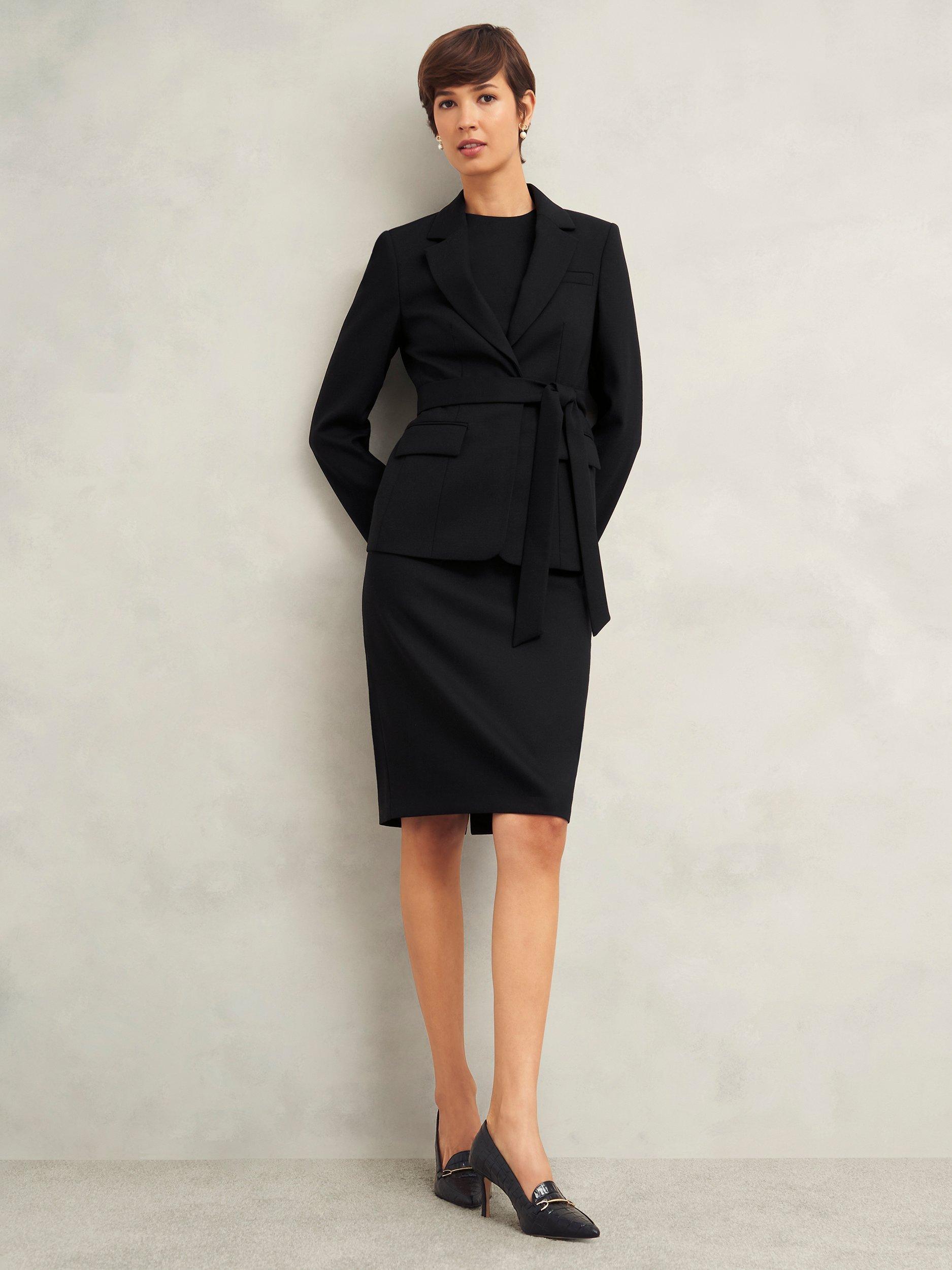 Product image 7 of 7, which shows Hobbs Casey Wool Blend Dress, Black, 8