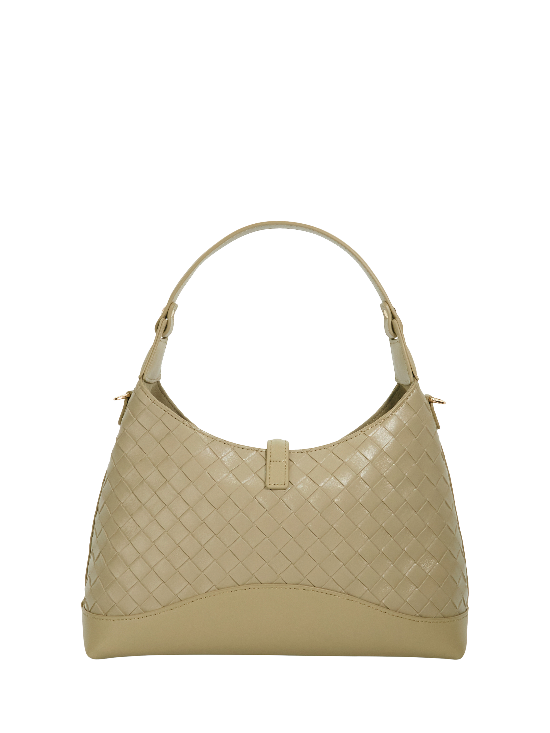 Product image 3 of 5, which shows Dune London Dorset Woven Leather Shoulder Bag, Khaki