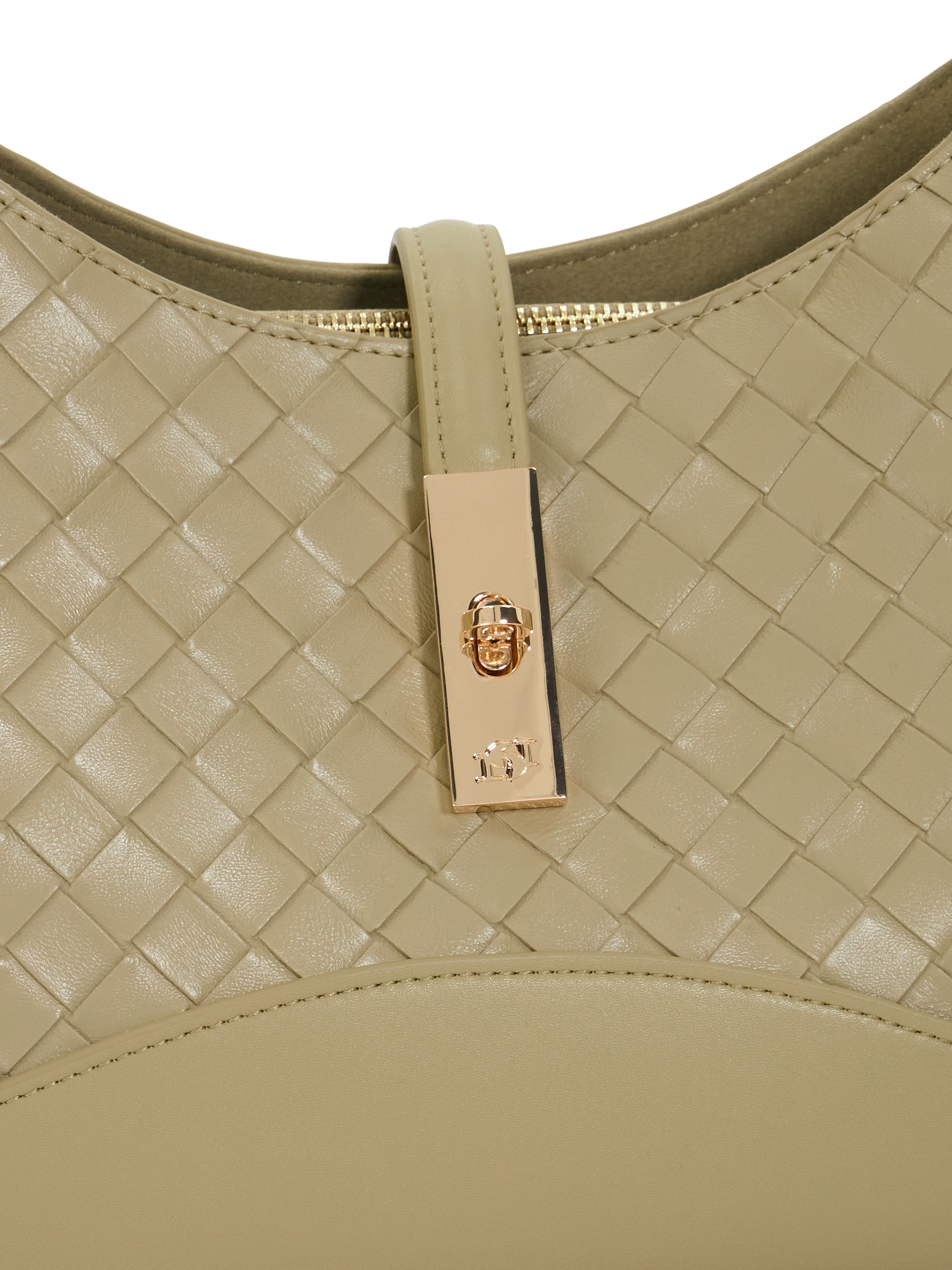 Product image 5 of 5, which shows Dune London Dorset Woven Leather Shoulder Bag, Khaki