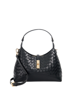 Dune London Dorset Woven Leather Shoulder Bag, Black