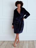 Chelsea Peers Fleece Hooded Dressing Gown, Navy