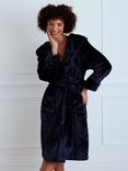 Chelsea Peers Fleece Hooded Dressing Gown, Navy