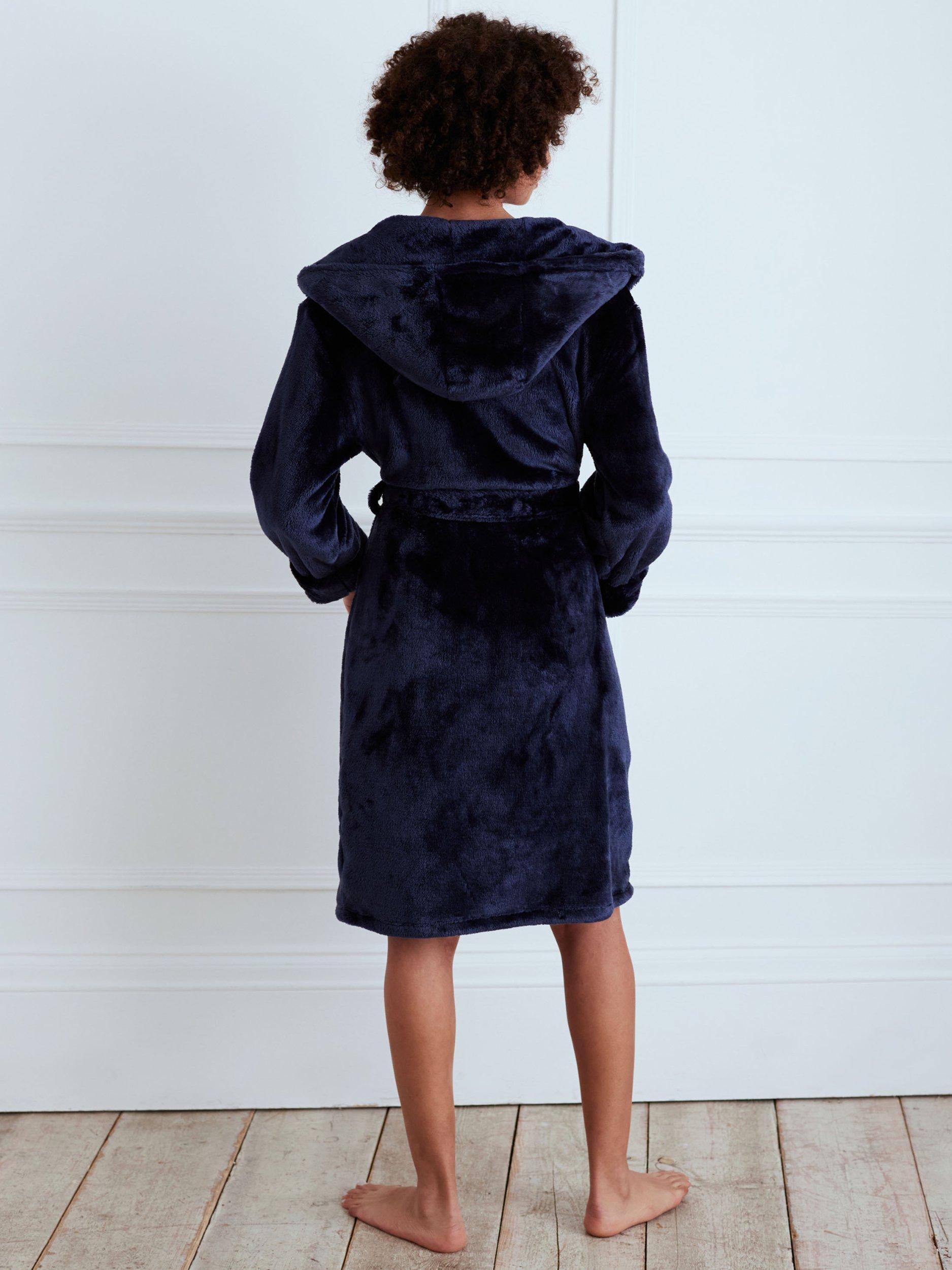Product image 3 of 4, which shows Chelsea Peers Fleece Hooded Dressing Gown, Navy, 6