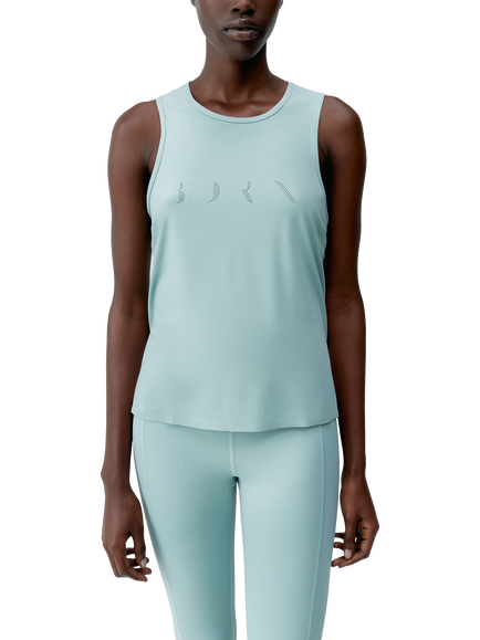 Born Living Yoga Technical Racerback Yoga Top, Grey Mist, Grey Mist