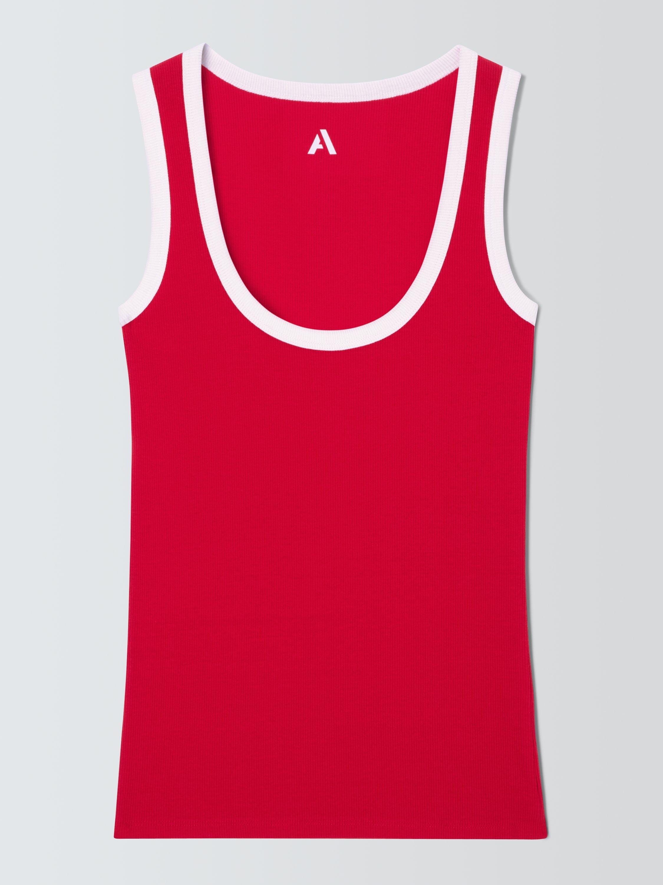 Product image 4 of 6, which shows John Lewis ANYDAY Contrast Trim Vest Top, Red Ecru, XS