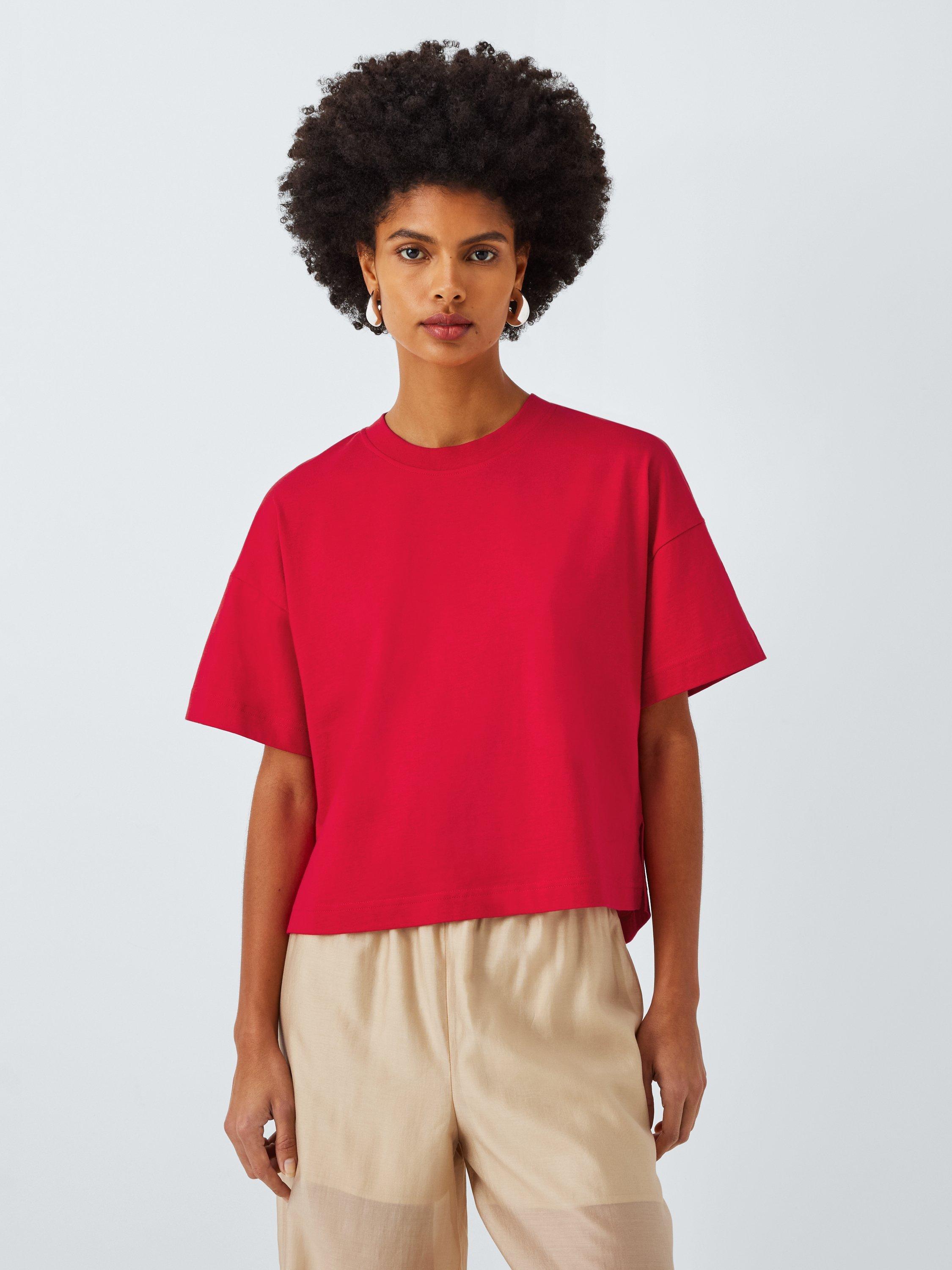 Product image 1 of 6, which shows John Lewis ANYDAY Boxy Fit T-Shirt, Red, XS