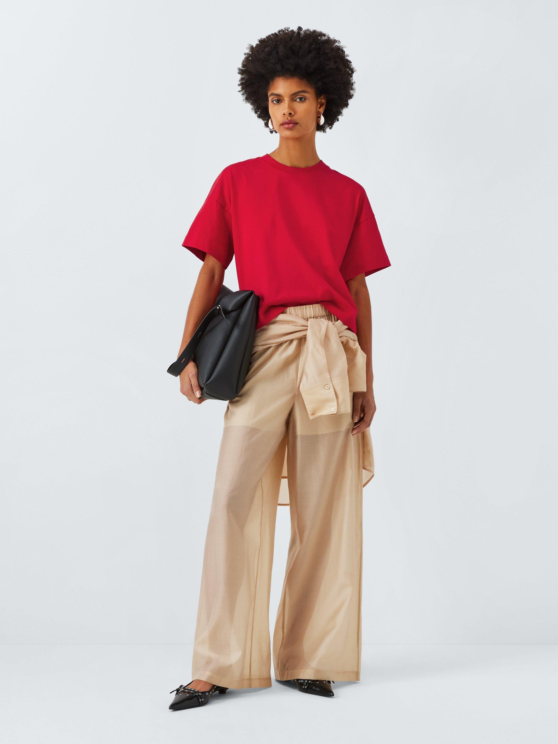 Product image 3 of 6, which shows John Lewis ANYDAY Boxy Fit T-Shirt, Red, XS