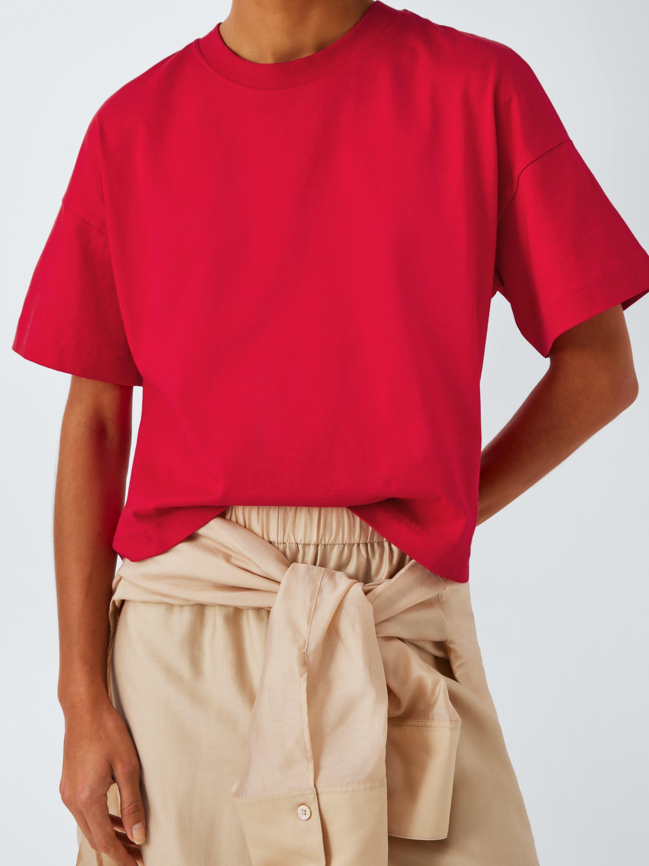 Product image 5 of 6, which shows John Lewis ANYDAY Boxy Fit T-Shirt, Red, XS