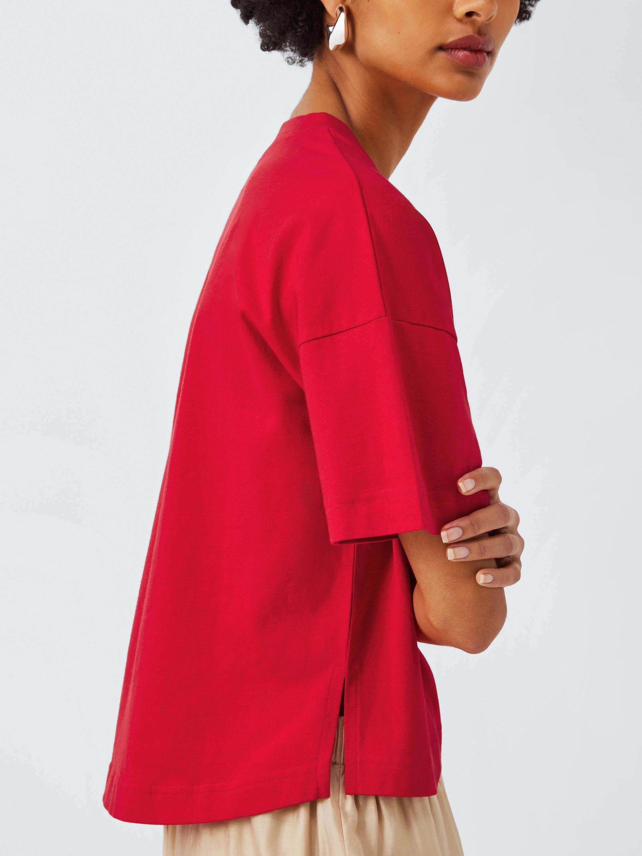 Product image 6 of 6, which shows John Lewis ANYDAY Boxy Fit T-Shirt, Red, XS