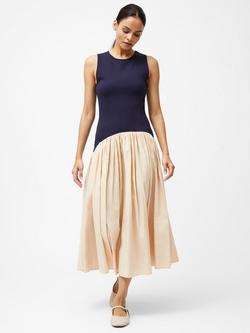 French Connection Kayle Jia Midi Dress, Navy/Biscuit