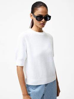 French Connection Lily Lily High Neck Short Sleeve Jumper - view 2, Linen White