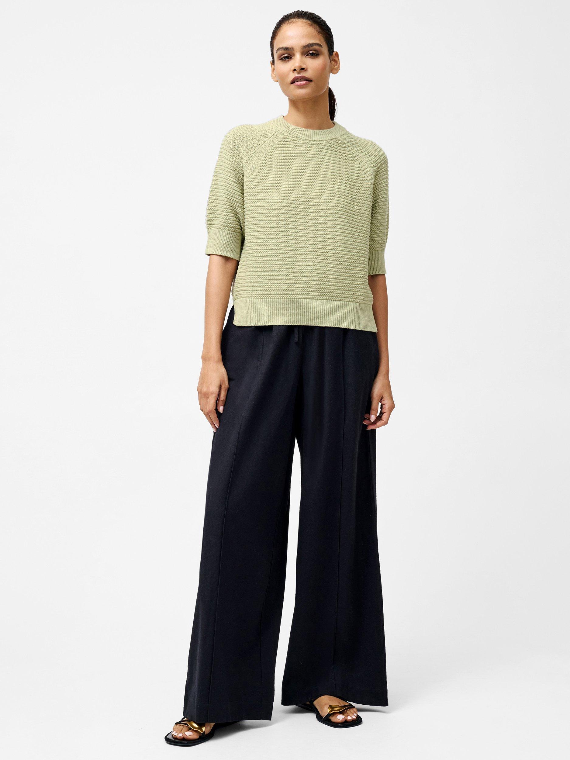 Product image 1 of 5, which shows French Connection Lily Lily High Neck Short Sleeve Jumper, Pistachio Green, XS