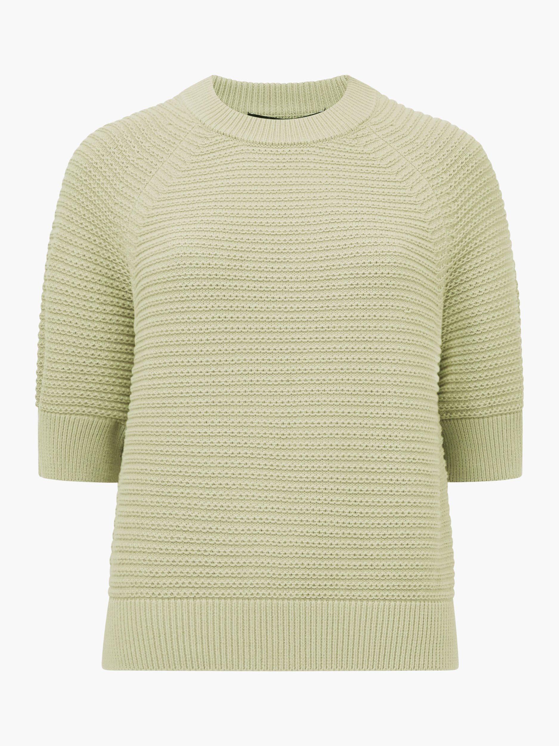 Product image 5 of 5, which shows French Connection Lily Lily High Neck Short Sleeve Jumper, Pistachio Green, XS