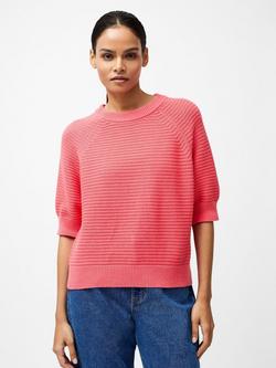 French Connection Lily Lily High Neck Short Sleeve Jumper, Raspberry Pink