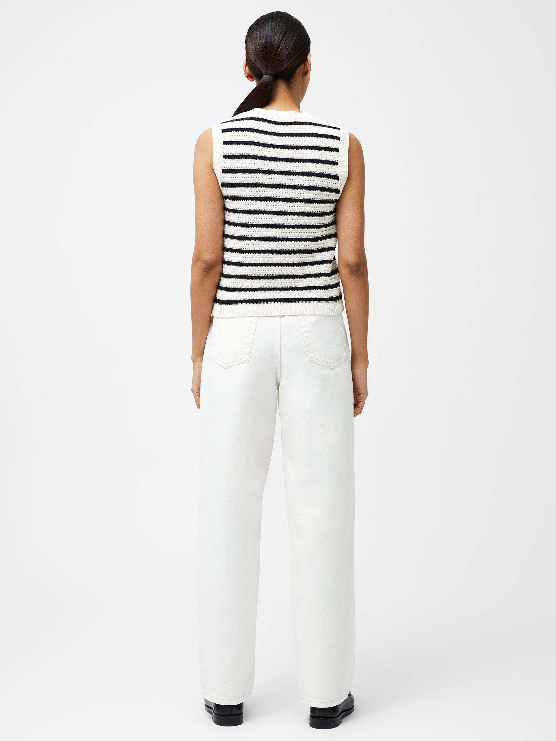 Product image 4 of 5, which shows French Connection Lumi Mozart Stripe Waistcoat, Summer White, S