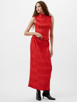 French Connection Moira Pleated Skirt, Scarlet Red, Scarlet Red
