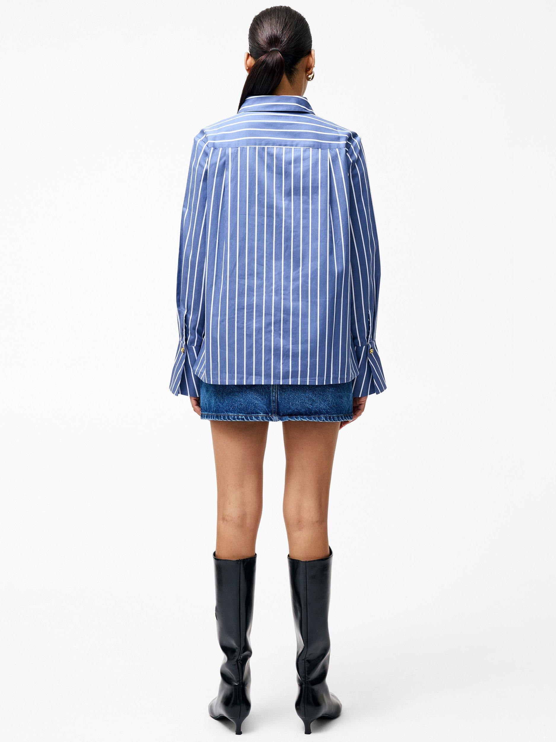 Product image 4 of 5, which shows French Connection Alexis Stripe Shirt, Navy/White, 6