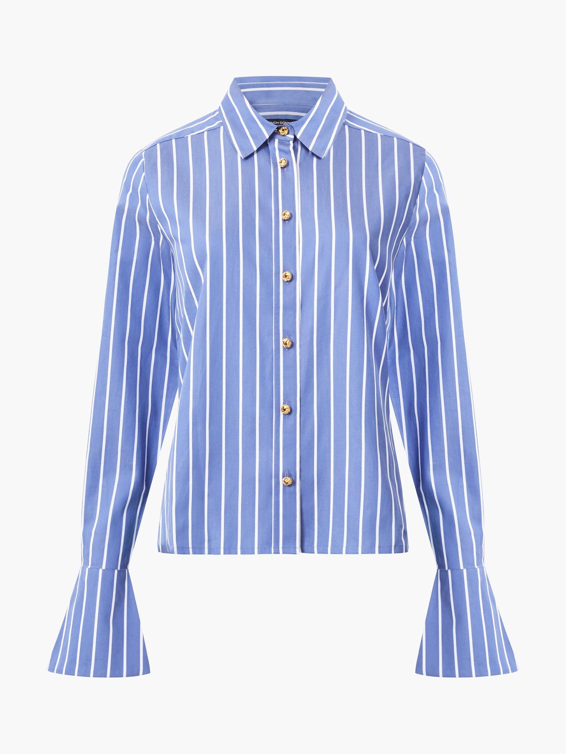 Product image 5 of 5, which shows French Connection Alexis Stripe Shirt, Navy/White, 6