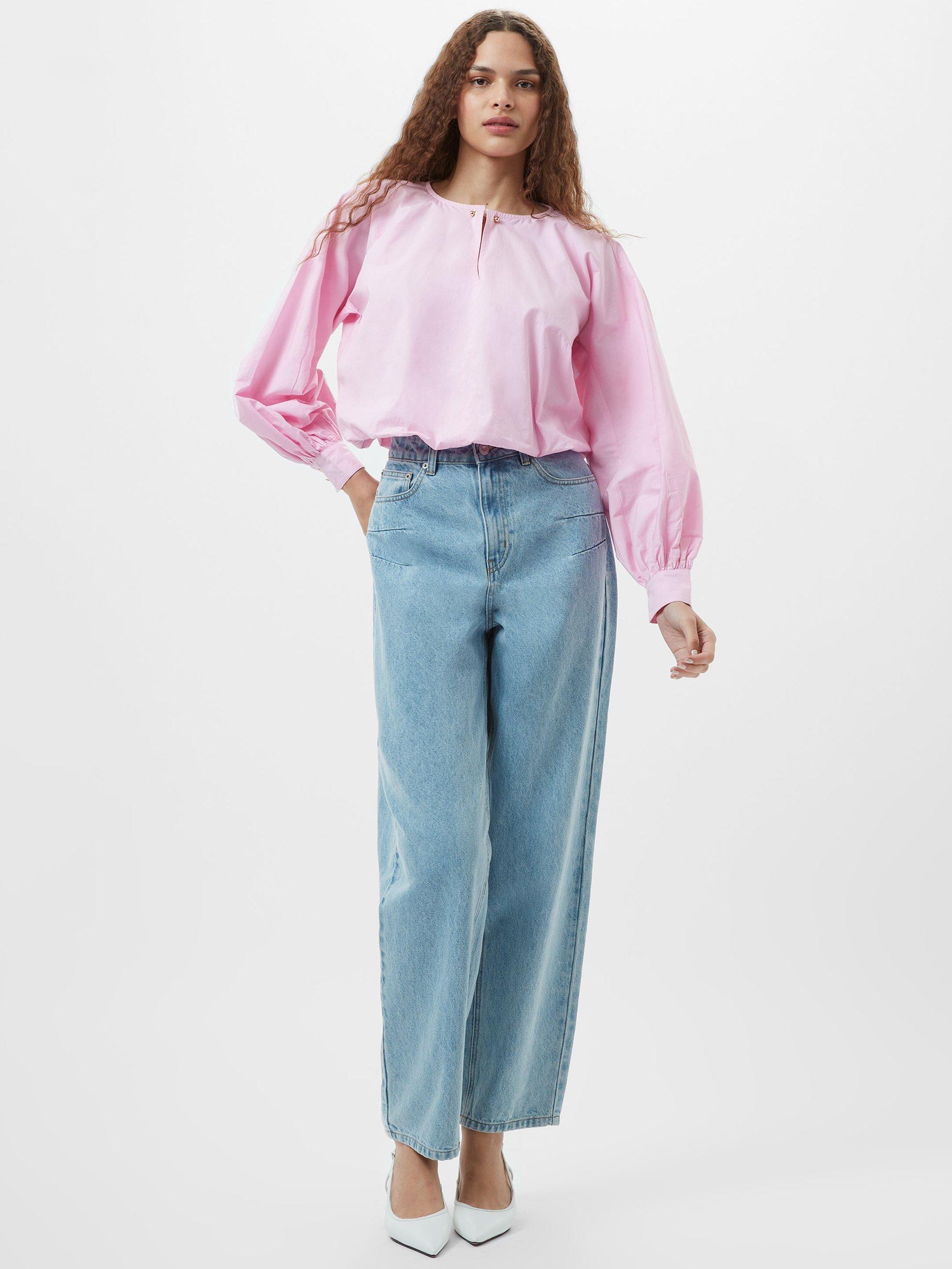 Product image 2 of 5, which shows French Connection Cambria Bubble Hem Top, Bubblegum Pink, XS