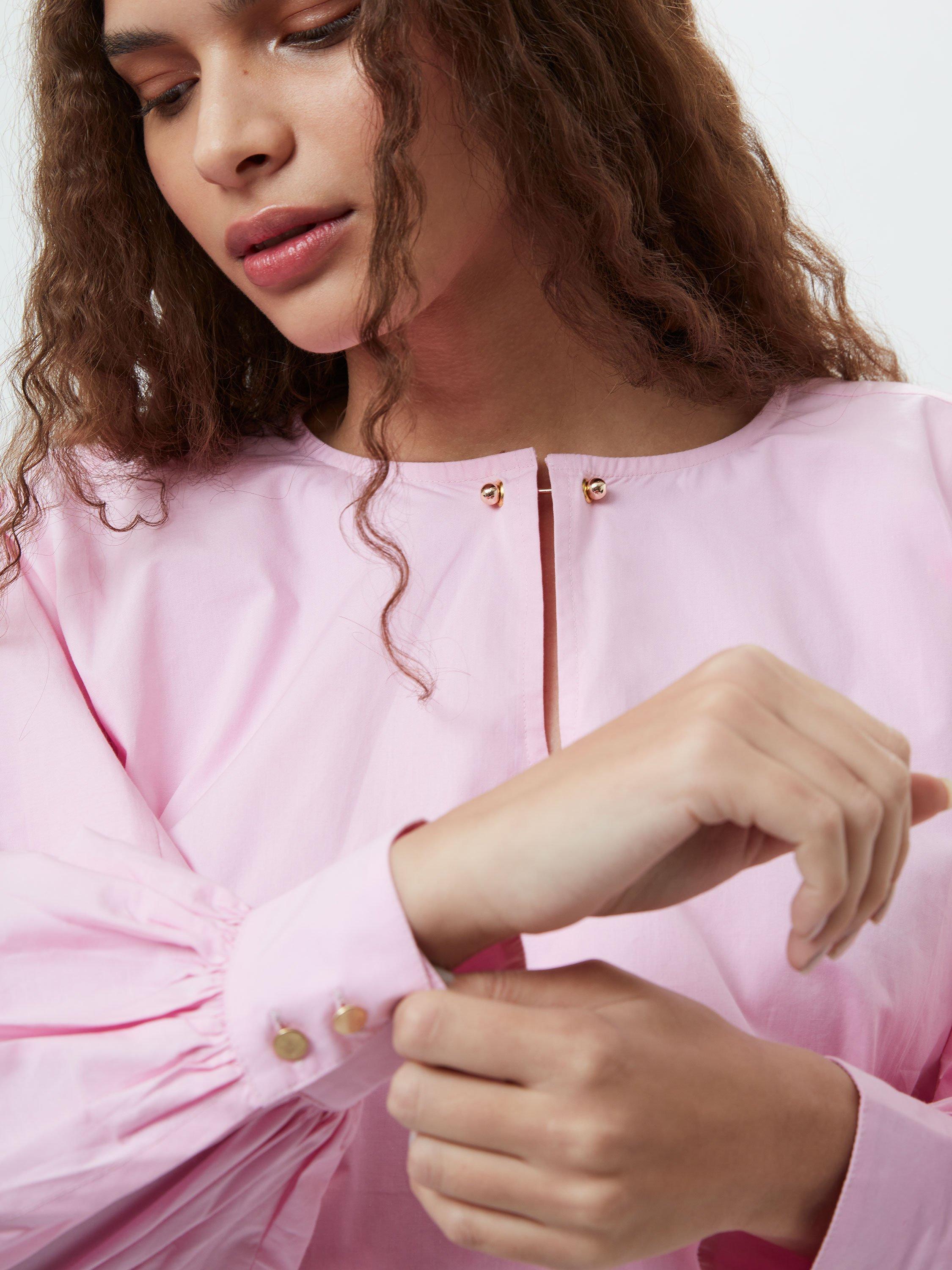 Product image 3 of 5, which shows French Connection Cambria Bubble Hem Top, Bubblegum Pink, XS