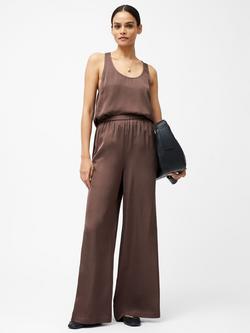 French Connection Sera Satin Trousers, Walnut Brown, Walnut Brown
