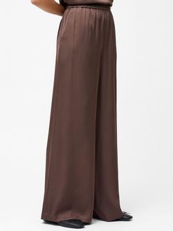 French Connection Sera Satin Trousers, Walnut Brown - view 2, Walnut Brown