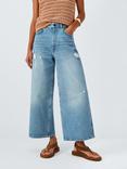 AND/OR Westlake Wide Leg Cropped Distressed Jeans, Blue
