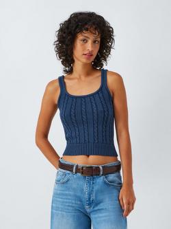 AND/OR Cable Knit Vest Top, Washed Blue, Washed Blue
