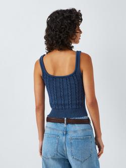 AND/OR Cable Knit Vest Top, Washed Blue - view 2, Washed Blue