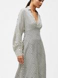 French Connection Candice Stripe Satin Midi Dress, Black/Cream