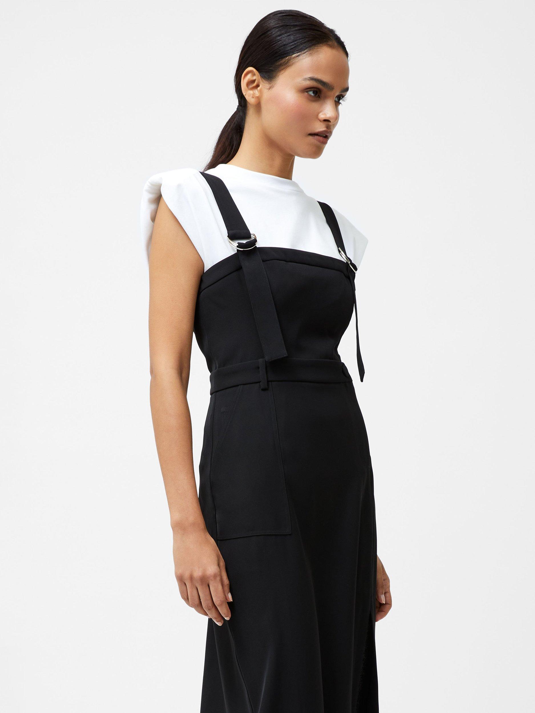 French Connection Harrie Pinafore Midi Dress, Black