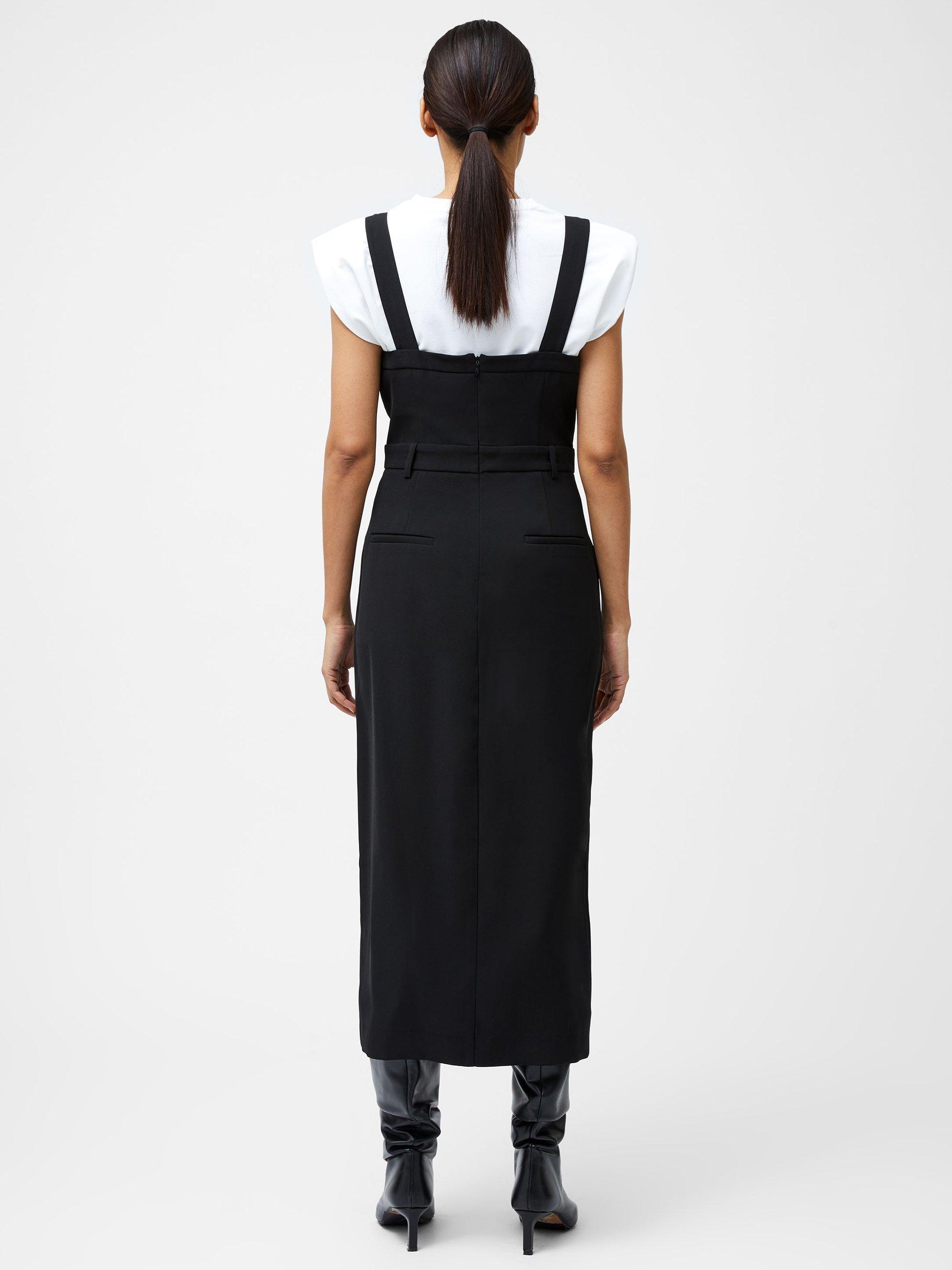【関税込】FrenchConnectionワンピース☆Harrie Pinafore Midi D French Connection Harrie Pinafore Midi Dress, Black