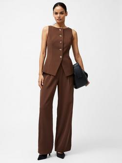 French Connection Harrie Tailored Waistcoat, Chocolate Brown - view 2, Chocolate Brown