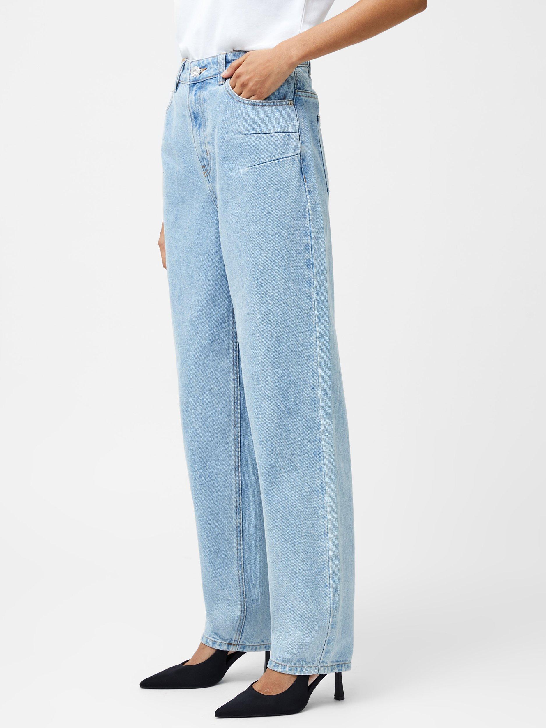 Product image 3 of 5, which shows French Connection Dallas Denim Barrel Leg Jeans, Light Wash, 6