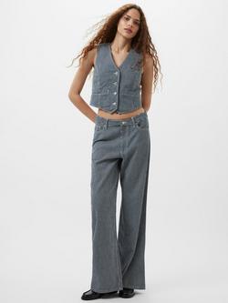 French Connection Everett Stripe Waistcoat, Indigo/White Denim - view 2, Indigo/White Denim